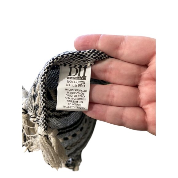 Design Imports Tribal Scarf Cream/Black One Size - Picture 3 of 14